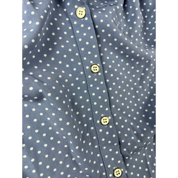Belle Poque Light Blue White Polka Dot Short Sleeve Button Front Blouse 3XL - Picture 4 of 4
